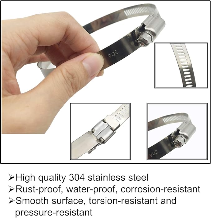 8Pcs 3" Adjustable 304 Stainless Steel Duct Clamps Hose Clamp Pipe Clamp Air Ducting Clamp worm drive hose clamps (65mm-89mm)