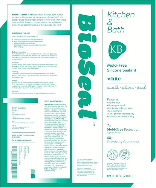 White BioSeal 100% Silicone Sealant Caulk Kitchen and Bath Grade, Waterproof and No Odor 10.1 Ounce Cartridge 18 White Tubes Set