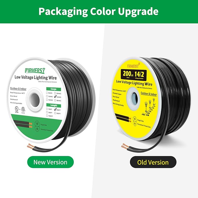 FIRMERST 14/2 Low Voltage Landscape Wire Outdoor Lighting Cable 200 Feet