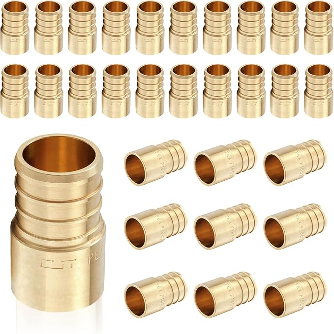 (30-Pack) PEX Fittings, Pex 1"x3/4" Female Sweat Copper Adapter, Brass Crimp Fittings, for PEX Tubing Pipe Plumbing, ASTM F1807