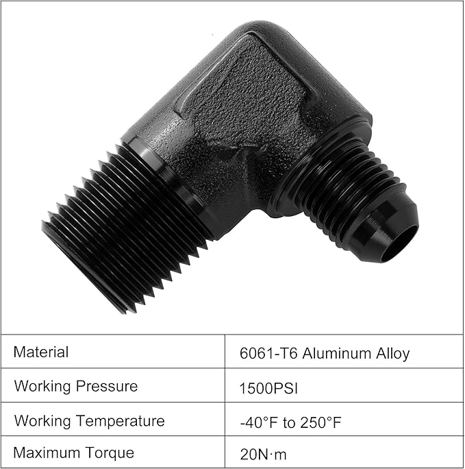 EVIL ENERGY 6AN to 1/2" NPT Male 90 Degree Fitting Adapter Aluminum