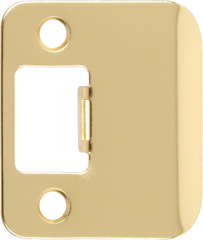 Round Corner Extended Lip Strike Plate, 2-1/4" x 1-1/2", (2" Overall Length), Polished Brass by Stone Harbor Hardware