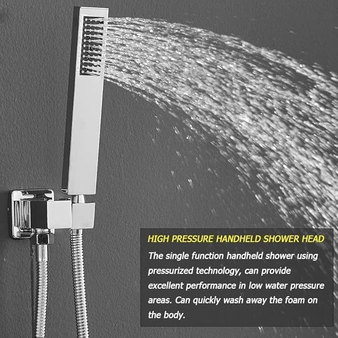 Shower System ‎Polished Chrome Bathroom 10 Inch Rain Shower Head Ceiling Mount with Handheld Luxury High Pressure Shower Combo Set Shower Faucet Rough-in Valve Body and Trim Kit