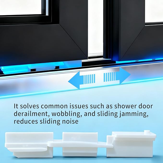 2PCS Framed Sliding Shower Door Bottom Guide White Shower Door Guide for Glass Shower Door Systems Compatible Glass Doors Track Guide, Sliding Door Jamb Repair Kit Shower Door Parts Replacement