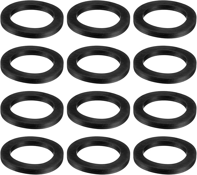 uxcell 12 Pcs Solid Nitrile Rubber Flat Washer DN20 2-19/32" OD x 2" ID x 1/4" Thickness Large Washers O Ring Sealing Gaskets, Industrial Flat Rubber Spacer, Black