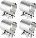 4 Pack 2.5 Inches Butt Joint Exhaust Clamp Sleeve, Stainless Steel Butt Joint Exhaust Seal Band Clamp Exhaust Coupler for 2.5-Inch OD Exhaust Pipes, Mufflers Connection