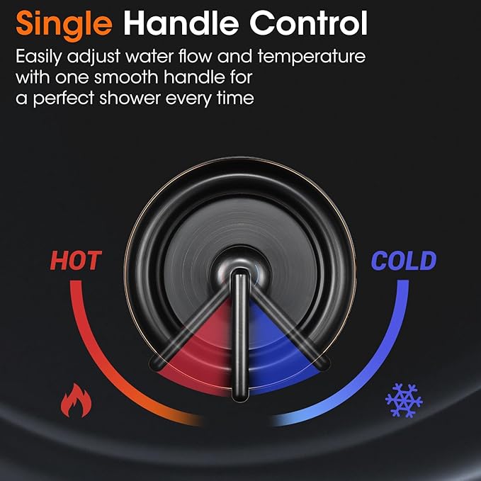 Oil Rubbed Bronze Shower System, Shower Faucet Set with Pressure Balance Valve, 9 inch Single-Function Rain Shower Head, Bathroom Shower Valve Trim Kit,High Pressure Shower Fixtures(WT-9817ORB)
