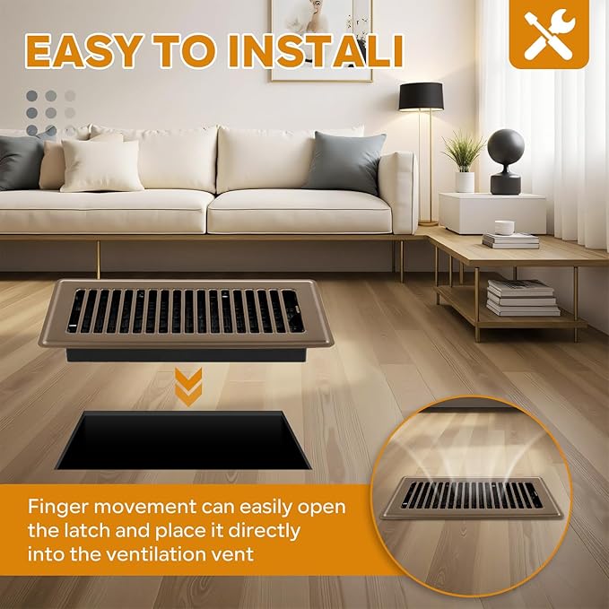 4" x 10" Floor Vent Covers Brown 4 Pack, Heavy Duty Walkable Vent Covers for Home Floor, Premium Finish, Brown