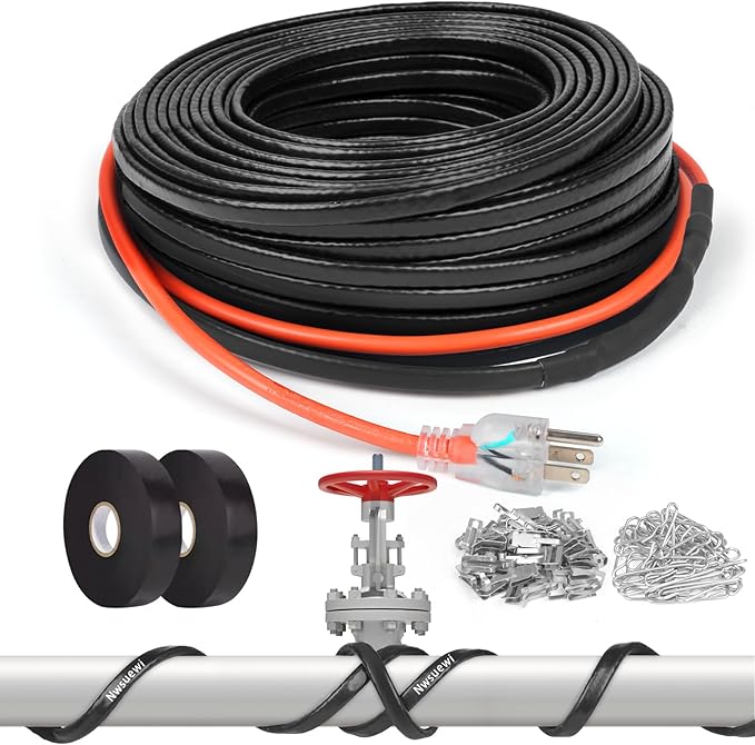 80FT(3~200FT) Heat Tape for Water Pipes, -40°F Deicing Heating Cable, Freeze Protected Water Pipe Heating Cable,120V 5W/ft
