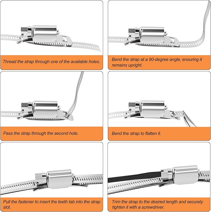GASHER 19FT 304 Stainless Steel Hose Clamps DIY Kit, Metal Strapping with Holes + 25 Stronger Fasteners, Adjustable Pipe Worm Clamps, For Duct, Radiator, Fuel Line, Pool, Pipe