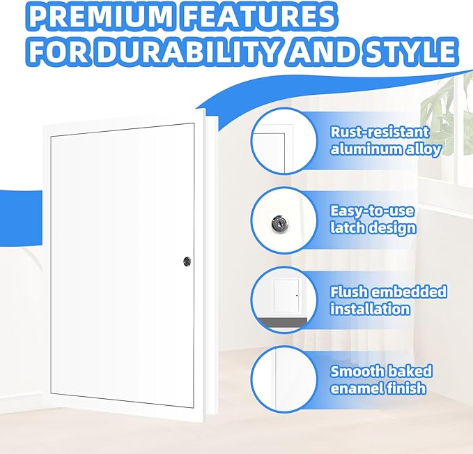12" x 16" Metal Access Panel, 1MM Thickened Access Panel for Drywall, Aluminum Access Panel for Walls and Ceilings, Rust-Resistant and Easy-to-Install Drywall Access Panel