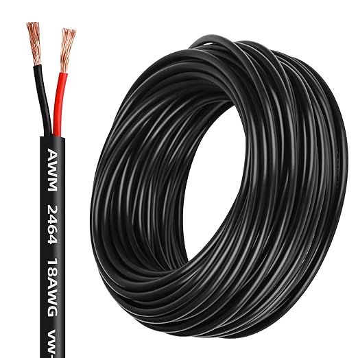 18 Gauge Wire 2 Conductor,18 AWG Electrical Wire Stranded PVC Cord Oxygen-Free Copper Cable,1000FT 2 Core Pure Copper Flexible Cable Wire for LED Lamp Lighting Strips Automotive (18AWG-2C, 1000FT)