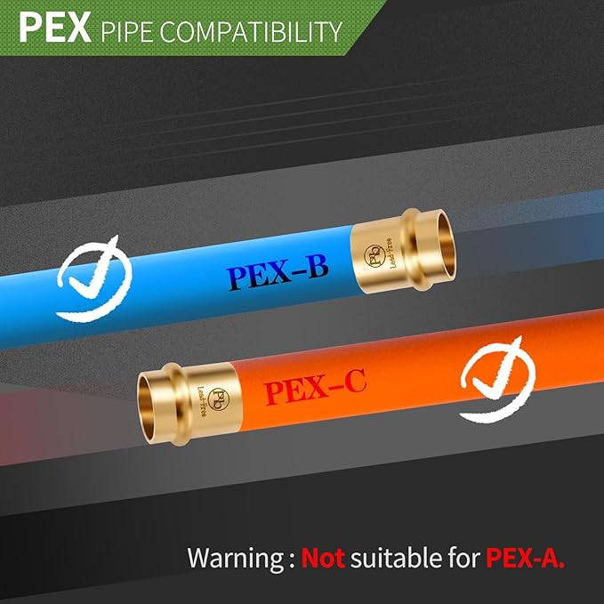 10 Pack Lead-Free 1/2" Copper to PEX Adapter, 1/2" Propress Fittings for Quick Connection of Copper Tube and PEX-B Pipe