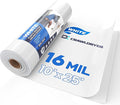 White Crawl Space Vapor Barrier, 16 Mil Vapor Barrier, 10' x 25', White Thick Plastic Sheeting, Heavy Duty Polyethylene Film, White Plastic Drop Cloth Covering for Crawlspace, Basement
