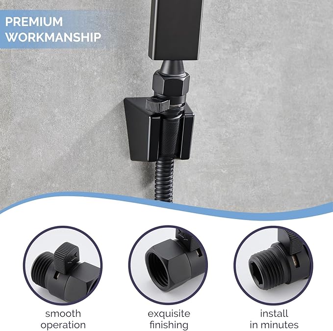 Angle Simple Shower Valve, Brass Water Flow Control Shut Off Valve for Hand Shower, RV Hose Flow Restrictor, Matte Black