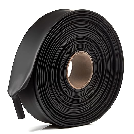 Chanzon 4:1 Ratio 1-1/2" (40mm) Heat Shrink Tubing - Marine Grade Waterproof Adhesive Lined - 80Ft Roll (25M Total Length) Black Polyolefin Sleeving Wrap Shrinking 4 to 1 Ratio 1pcs
