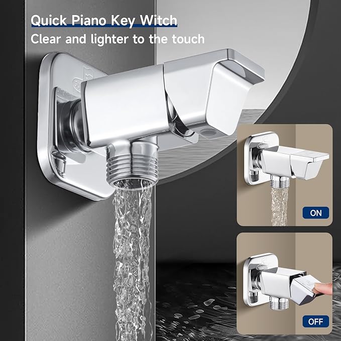 SUBMARINE 2PCS Angle Stop Valve, 1/4 Turn 1/2 x 3/8 Inch Angle Water Shut Off Valve, Toilet Faucet Valve, Brass Body and Ceramic Core for Hot and Cold Water