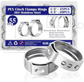 55PCS 1/2" 3/4" PEX Crimp Rings Clamps Kit 304 Stainless Steel PEX Fittings 35PCS 1/2inch + 20PCS 3/4inch HE062-KIT