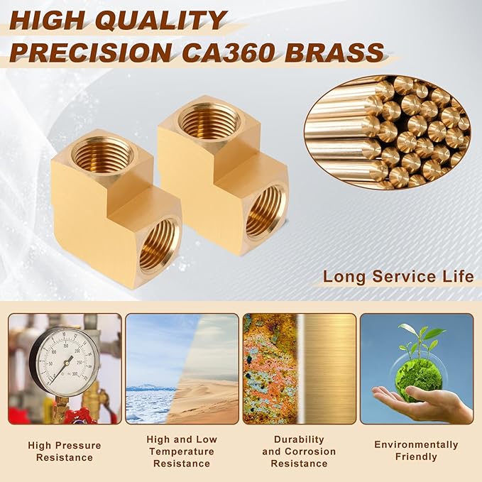 5pcs 1/8" Brass Fittings 90 Degree Barstock Street Elbow 1/8 Inch NPT Female Pipe to 1/8 Inch NPT Female Pipe Fittings Elbow Forged Brass Pipe Fittings