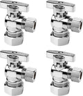 Toilet Shut Off Valve Angle Stop Valve Sink Stainless steel, Inlet 5/8 Inch Compression (1/2" Nominal), Outlet 3/8 Inch Compression, 4 Pack
