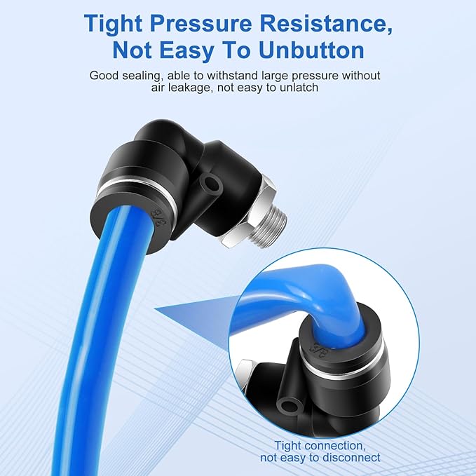10 Pcs Push to Connect Fittings 3/8 Inch Tube OD x 1/8 Inch NPT Thread Pneumatic Male Elbow Quick Connect Air line fittings