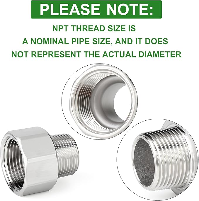 TAISHER 5PCS 304 Stainless Steel Pipe Fitting, Reducer Adapter, 3/4" NPT Male x 1" NPT Female