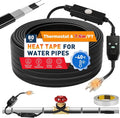 3~100FT Heat Tape for Water Pipes, UL & ETL Certified 80 FT Self-Regulating Pipe Heating Cable with Thermostat for Pipe Freeze Protection, Waterproof Heat Tape for Metal and Plastic Pipes,Black