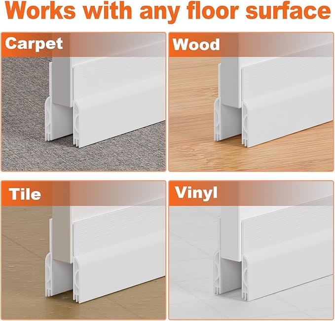Door Draft Stopper, Door Sweep for Bottom of Door, Weather Stripping Door Seal, Under Door Gap Filler, Under Door Draft Blocker Soundproof/Insulator, Door stoppers (White, 78‘’)