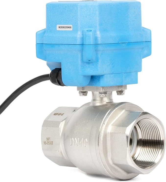 U.S. Solid 1-1/2" Motorized Ball Valve with US Plug 110VAC 304 Stainless Steel Electrical Ball Valve, Auto Return, Normally Closed, NSF Certified, IP67