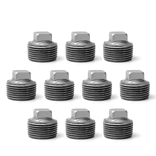 3/4" Pipe Fitting Male Cap, Home TZH 10 Pack Malleable Iron Cast Black Pipe Male Square Caps for Steam-punk Vintage Shelf Bracket DIY Plumbing Pipe Decor Furniture (10, 3/4")