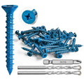 100Pcs 3/16" x1-3/4 Concrete Screws with Drill Bit, Flat Head Concrete Cement Screws Anchor Assortment Kit for Masonry, Block Brick or Stucco