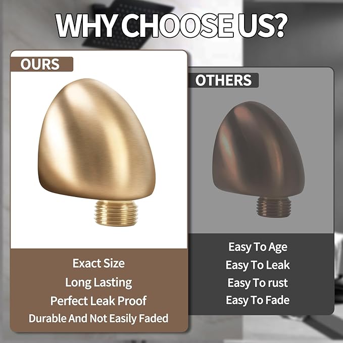 50560-CZ-PR Wall Supply Elbow For Hand Shower Elbow Adapter,Water Supply Elbow For Hand Shower,Wall-Mount Supply Wall Elbow For Hand Held Shower Elbow Adapter,Lumicoat Champagne Bronze