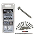 Velocity 2 1/4 Concrete Screws Set (Hex Head, 1/4") – Includes 12 High-Performance Masonry Screws PCS, Stick Tight Technology, 1 PSD ACR Drive Bit and 1 Carbide Concrete Drill Bit