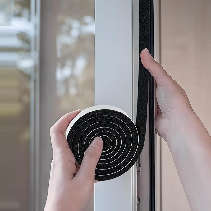 Yotache Open Cell Self-Adhesive Foam Seal Tape 1/2" x1/4", Weather Stripping for Door Insulation, Soundproof, Weatherstrip, 13 FT x 2Pcs