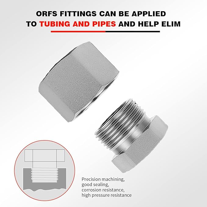 80 Pcs ORFS Cap and Plug Kit Hose Tube and Pipe Fitting Set Hydraulic O-Ring Face Seal Cap and Plug Kit Galvanized 45# Steel with Precision Threading Dash Sizes 04 06 08 10 12 16
