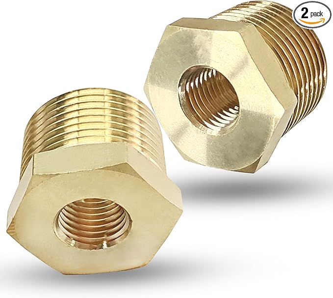 2 Pcs Brass 3/4" Male to 1/4" Female Reducer Bushing, 3/4 Inch Male to 1/4 Inch Female NPT Pipe Fitting Reducing Adapter Tube Connector Convert (3/4" MNPT x 1/4" FNPT)