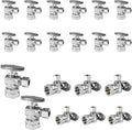 20-Pack Foskan 1/4 Turn Shut off Valve,Angle Stop Valve 3/8" OD x 1/2" FIP,Chrome Plated Brass
