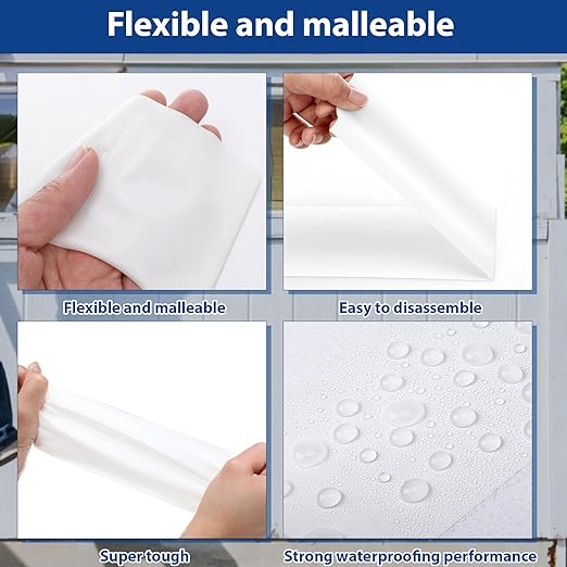 Treela 6 Rolls Vapor Barrier Tape 3" x 180' 9 Mil White Polyethylene Tape, Moisture Barrier Seal Seam for Crawl Spaces Underlayment Insulation Plastic Liners More