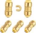 5-Pack Niikappu Push Fit Fittings, 1 Inch x 1 Inch Brass Plumbing Fittings to Connect PEX, Copper, CPVC, Brass Straight Coupling With Disconnect Clip