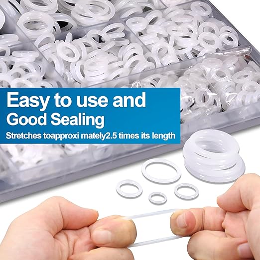 32 Size 1228 PCS Clear Food Grade Silicone O-Ring Kit, White Oil and Heat Resistant VMQ Seal O-Ring Washer Set for Sealing Faucets and Plumbing with Hook and Pick
