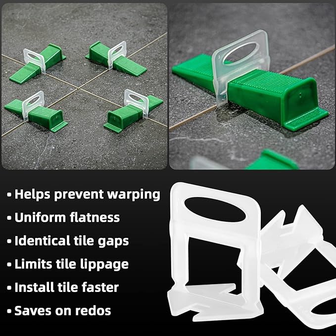 1/8" Tile Leveling System Spacers 4000 PCS Tile Leveling Clips Kit Prevent Tile lippage Leveler Spacers for DIY Professional Ceramic Tile and Stone Installation (1/8 IN, 4000)