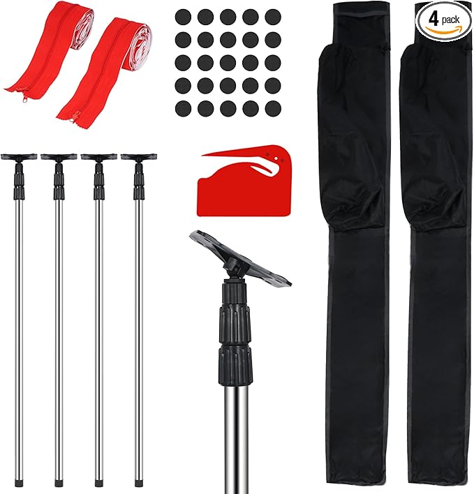 10Ft Dust Barrier Poles Kit with Carry Bag, Adjustable Zipper Wall Poles, Dust Containment Pole, Steel Telescoping Support Pole for Temporary Dust Barrier System, Home Renovation/Construction