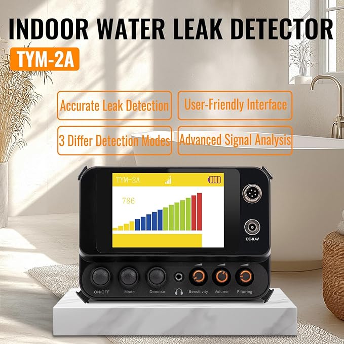 OH TYMWT-2A Underground Water Leak Detector, Ultrasonic Water Leak Sensor Pipes Water Leak Alarm Detector