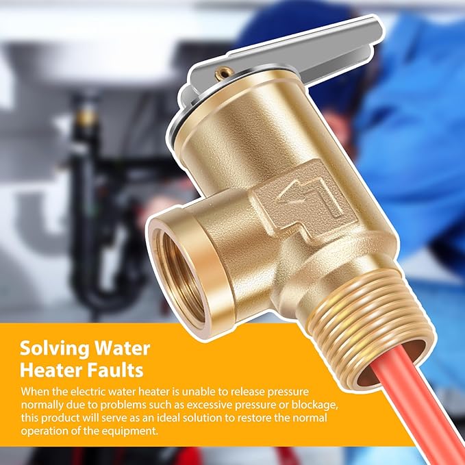 1/2" NPT RV 0.7MPa Temperature and Pressure Relief Valve Thickened Brass Safety Valve RV Water Heater Temperature and Pressure Relief Valve for Hot Water Heater Tanks (DN15-1pc)