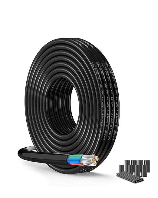 24 AWG 24/4 Gauge Electrical Wire - 26.25FT UL2464 Certified Oxygen-Free Stranded Tinned Copper Cable for Low Voltage LED Systems | 5V/12V/24V/300V DC Power Supply | Automotive Lighting