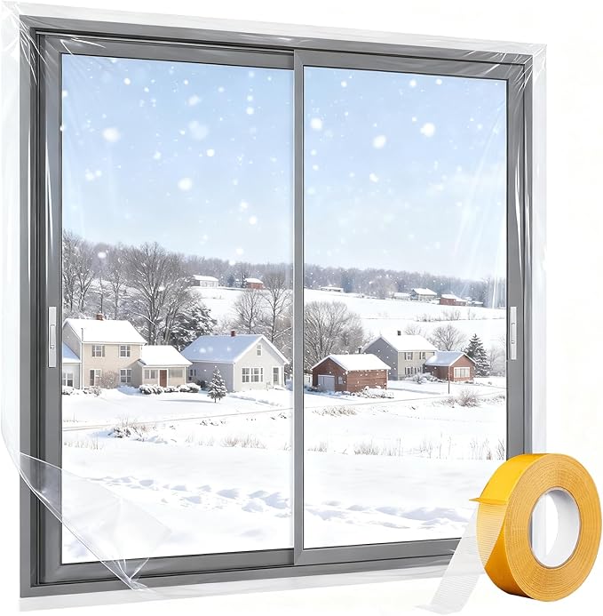 Window Insulation for Winter - 48''x203'' Plastic for Winterizing Windows, Fit up to 3 Windows Insulation Kit, High-Clarity