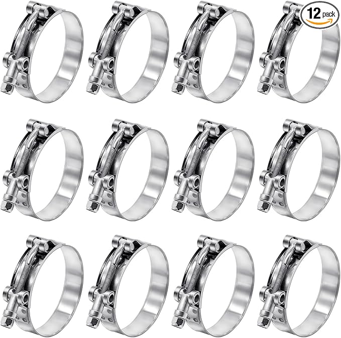 12 Pack 2.75 inch T-Bolt Hose Clamps, Stainless Steel_304 Working Range 75mm-83mm for 2.75" Hose ID, Turbo Intake Intercooler Clamp for Automotive