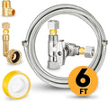 Dishwasher Hose Installation Kit - Includes Water Supply Line, 3/8" Compression Water Splitter, 3/4" FHT Elbow, and 3/8" MIP Elbow (6 FT)