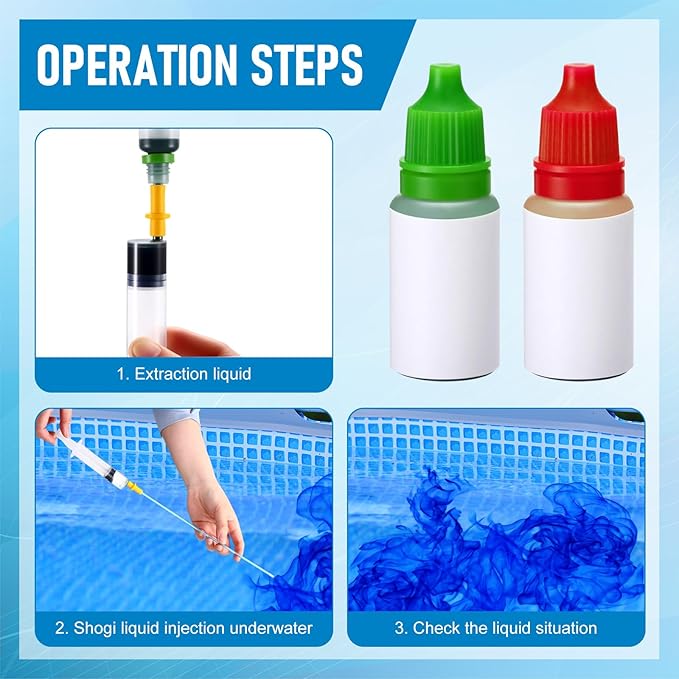 16 Pcs Pool Leak Detection Dye Kit Plastic Syringe with Soft Tubes Pool Leak Location Dye for All Pool, Spa, Hot Tub Types