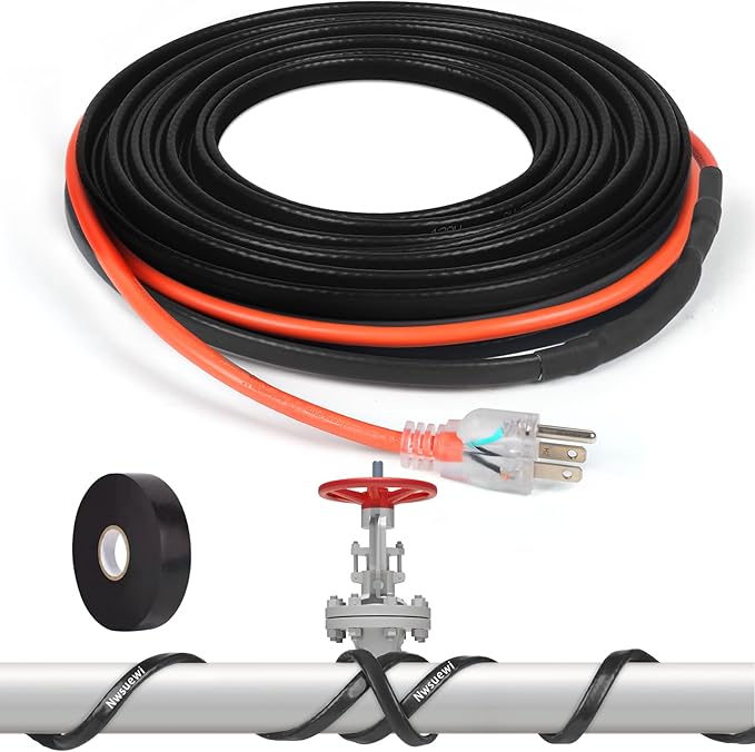 3FT（3~200FT） Heat Tape for Water Pipes, -40°F Deicing Heating Cable, Freeze Protected Water Pipe Heating Cable,120V 5W/ft